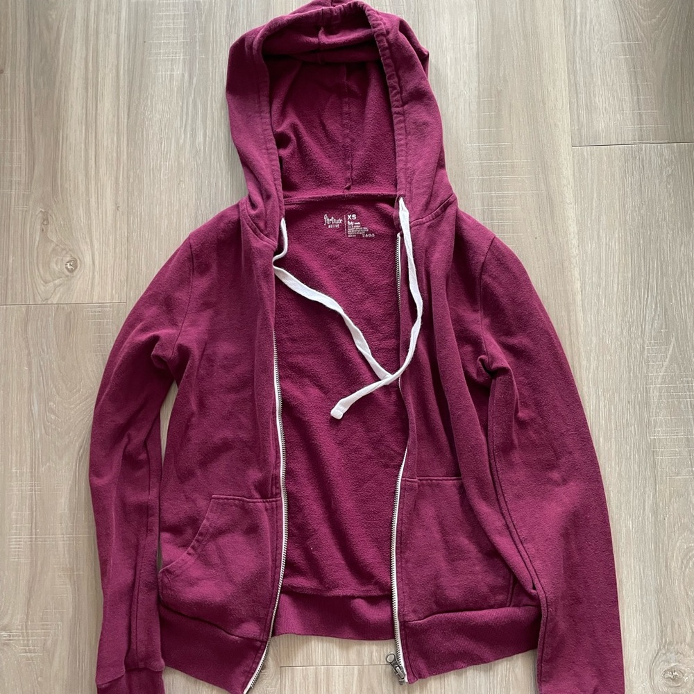 Burgundy zip-up sweater
